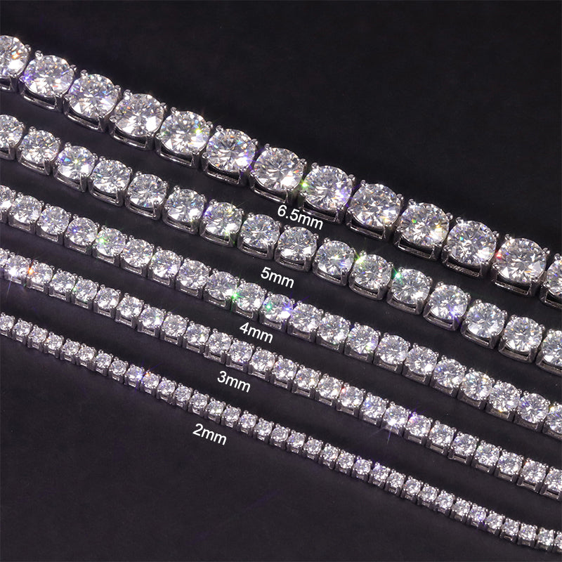 Sterling Silver Moissanite Tennis Necklace 2-6.5mm