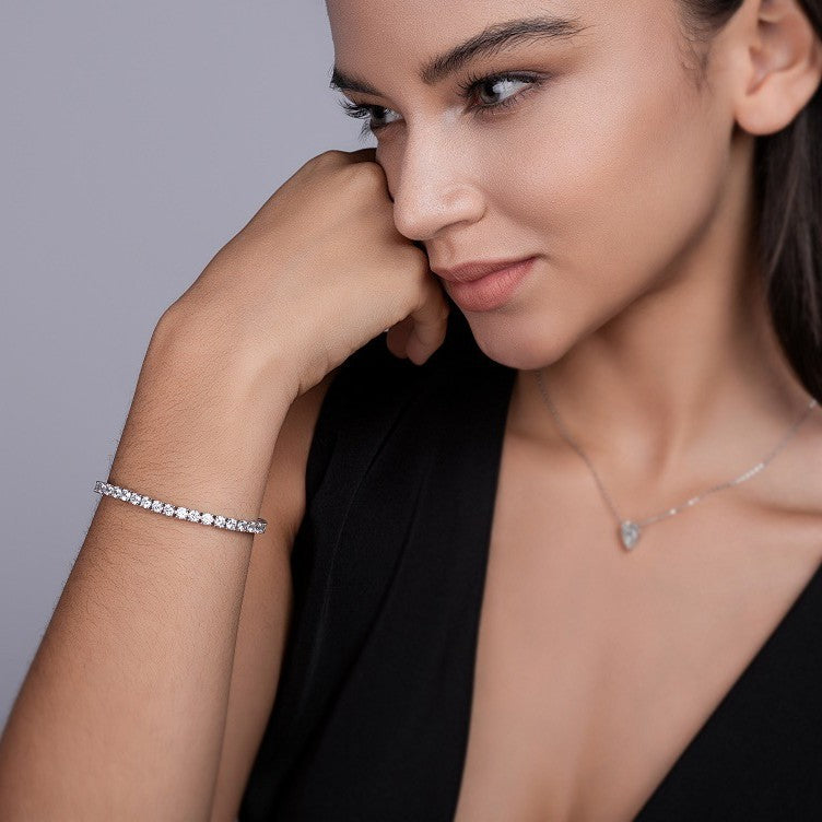 Sterling Silver 4mm Round Moissanite Tennis Bracelet