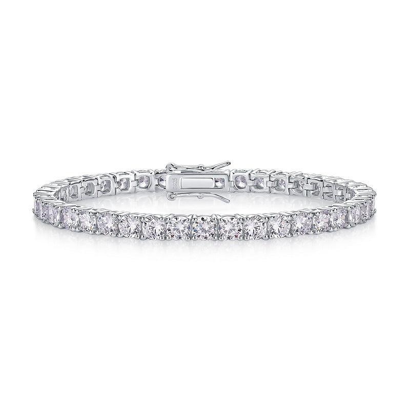 Sterling Silver 4mm Round Moissanite Tennis Bracelet