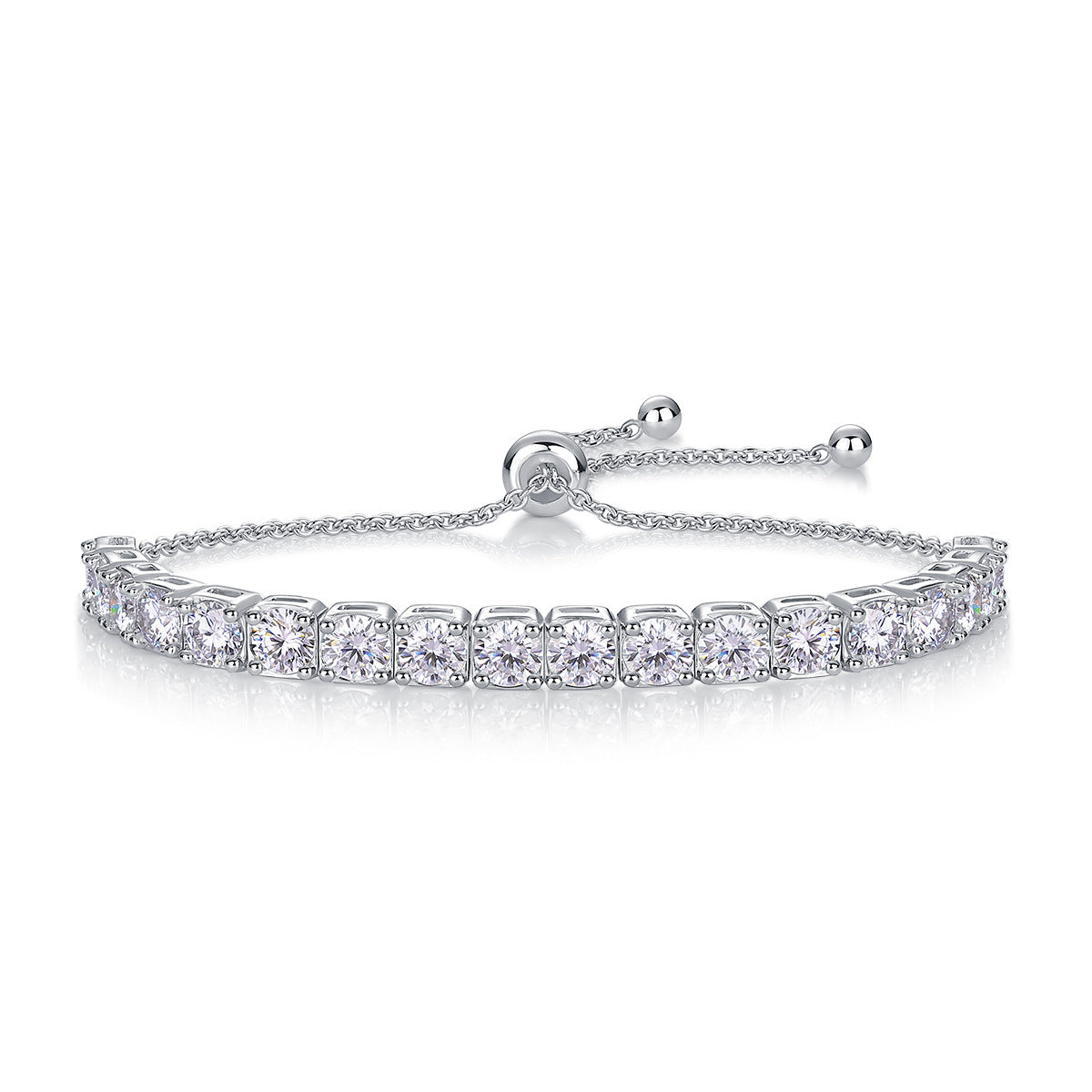 Sterling Silver Moissanite Tennis Chain Slider Bracelet