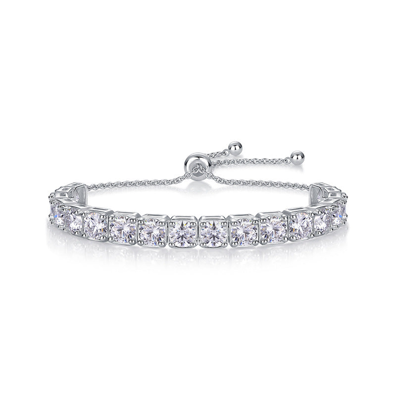 Sterling Silver Moissanite Tennis Chain Slider Bracelet