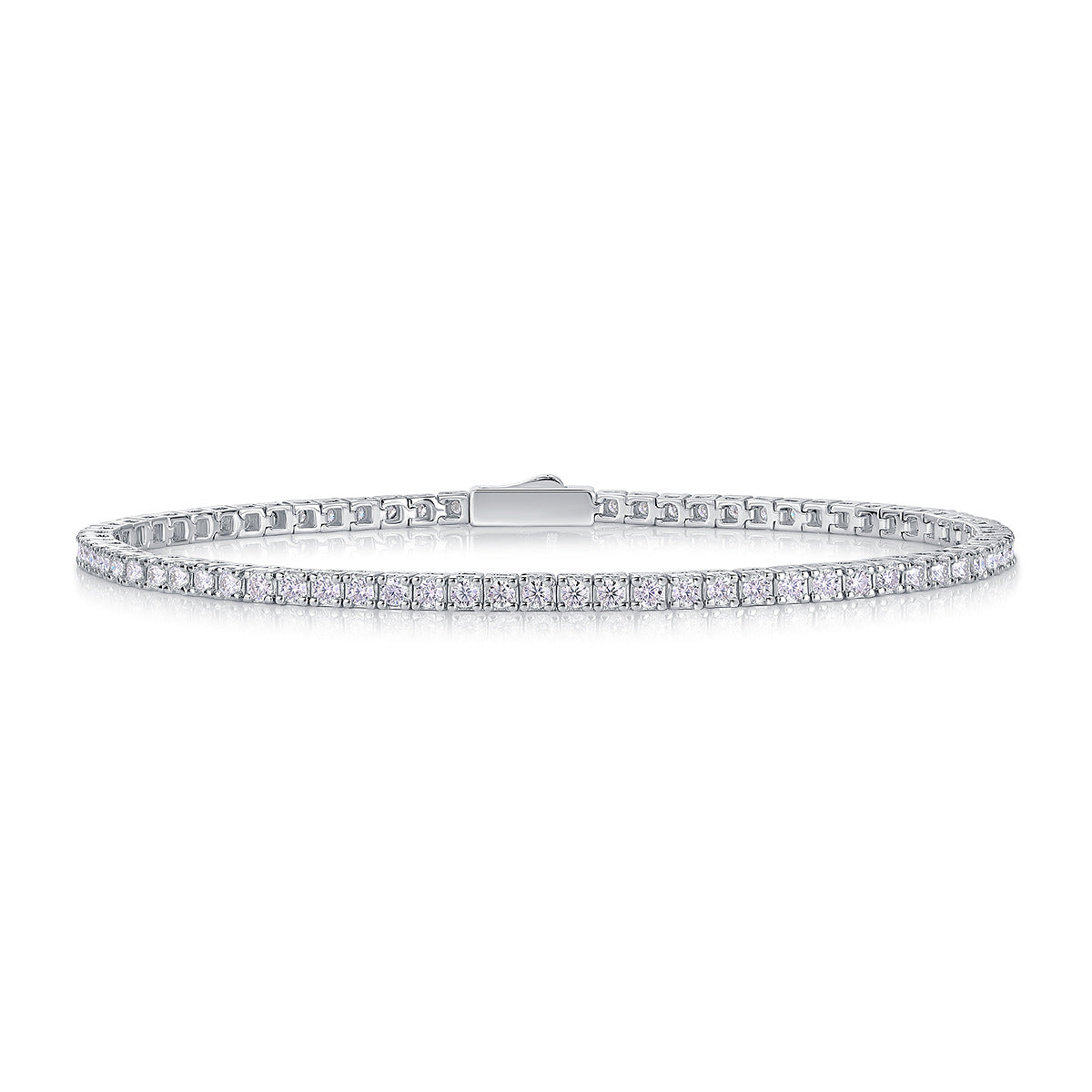 Sterling Silver Round Moissanite Tennis Bracelet