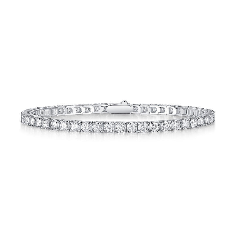 Sterling Silver Round Moissanite Tennis Bracelet