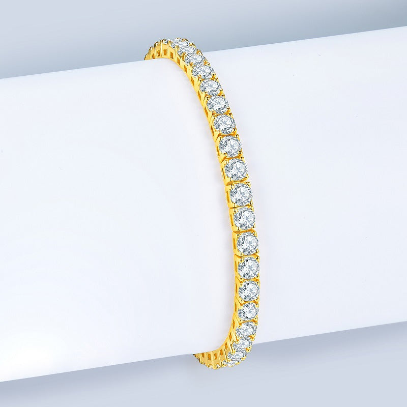 Sterling Silver Round Moissanite Tennis Bracelet Gold