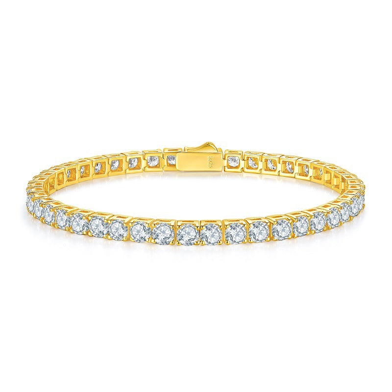 Sterling Silver Round Moissanite Tennis Bracelet Gold