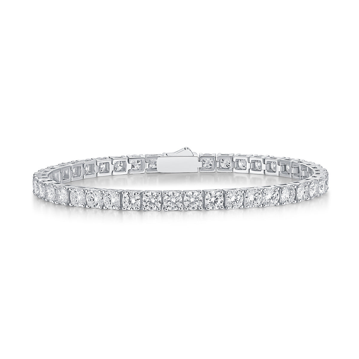 Sterling Silver Round Moissanite Tennis Bracelet