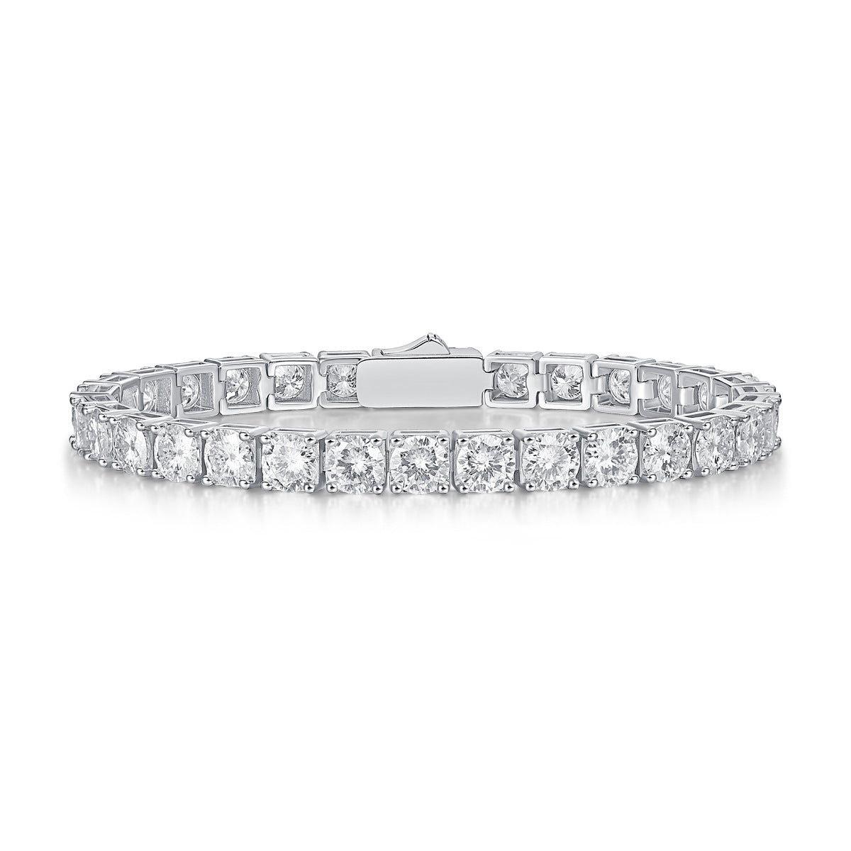 Sterling Silver Round Moissanite Tennis Bracelet