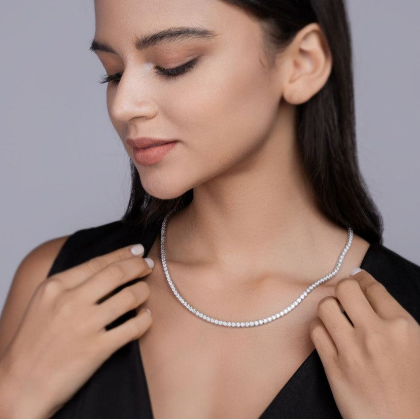 Sterling Silver Moissanite Tennis Necklace