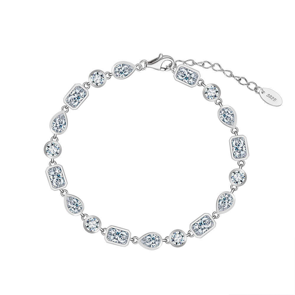 Sterling Silver Multi Shaped Tennis Bracelet