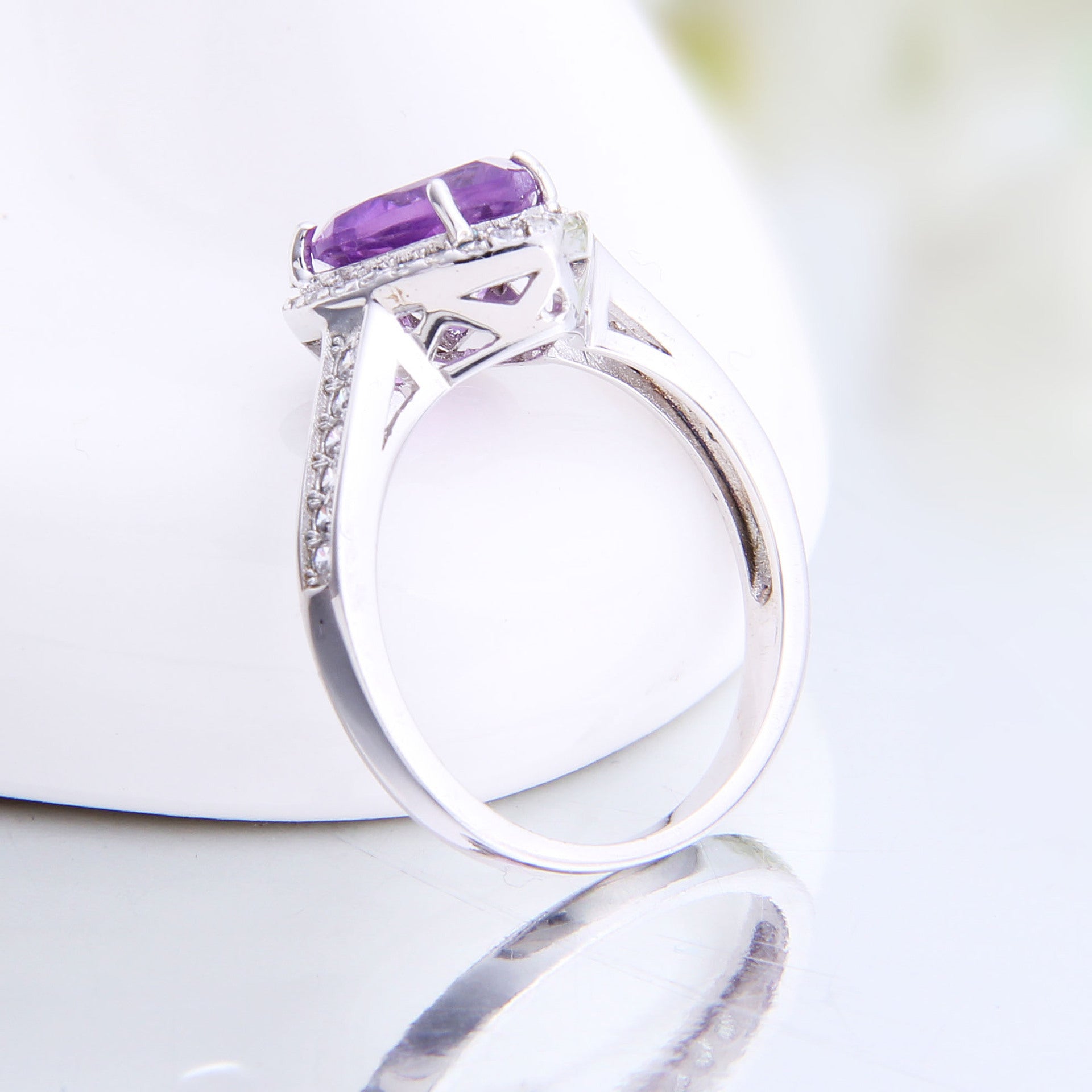 Sterling Silver Natural Gemstone Amethyst Ring