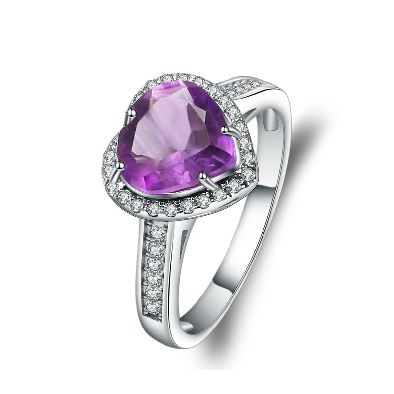 Sterling Silver Natural Gemstone Amethyst Ring
