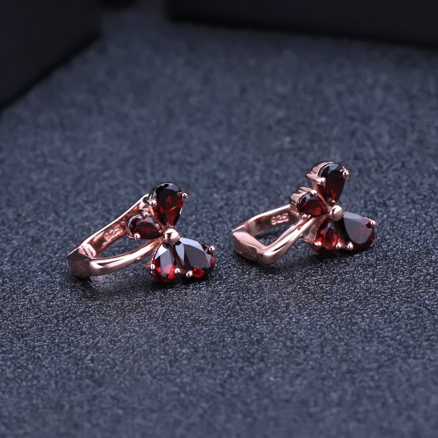 Sterling Silver Natrual Gemstone Garnet Butterfly Earrings