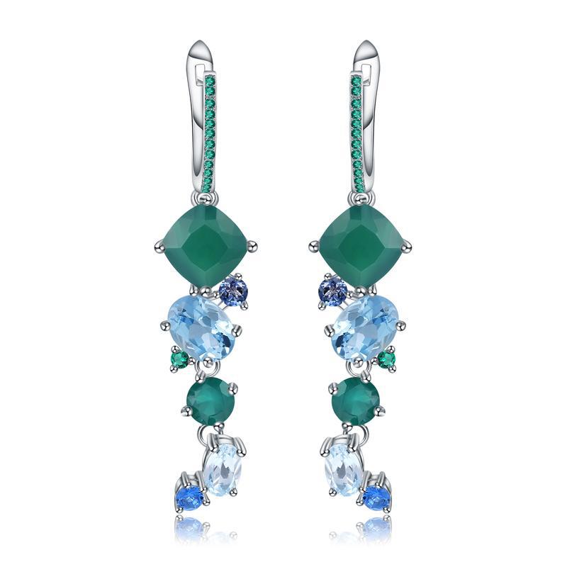 Sterling Silver Natural Gemstone Topaz Quartz Earrings