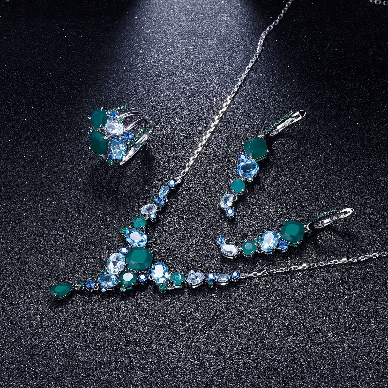 Sterling Silver Natural Gemstone Topaz Quartz Ring