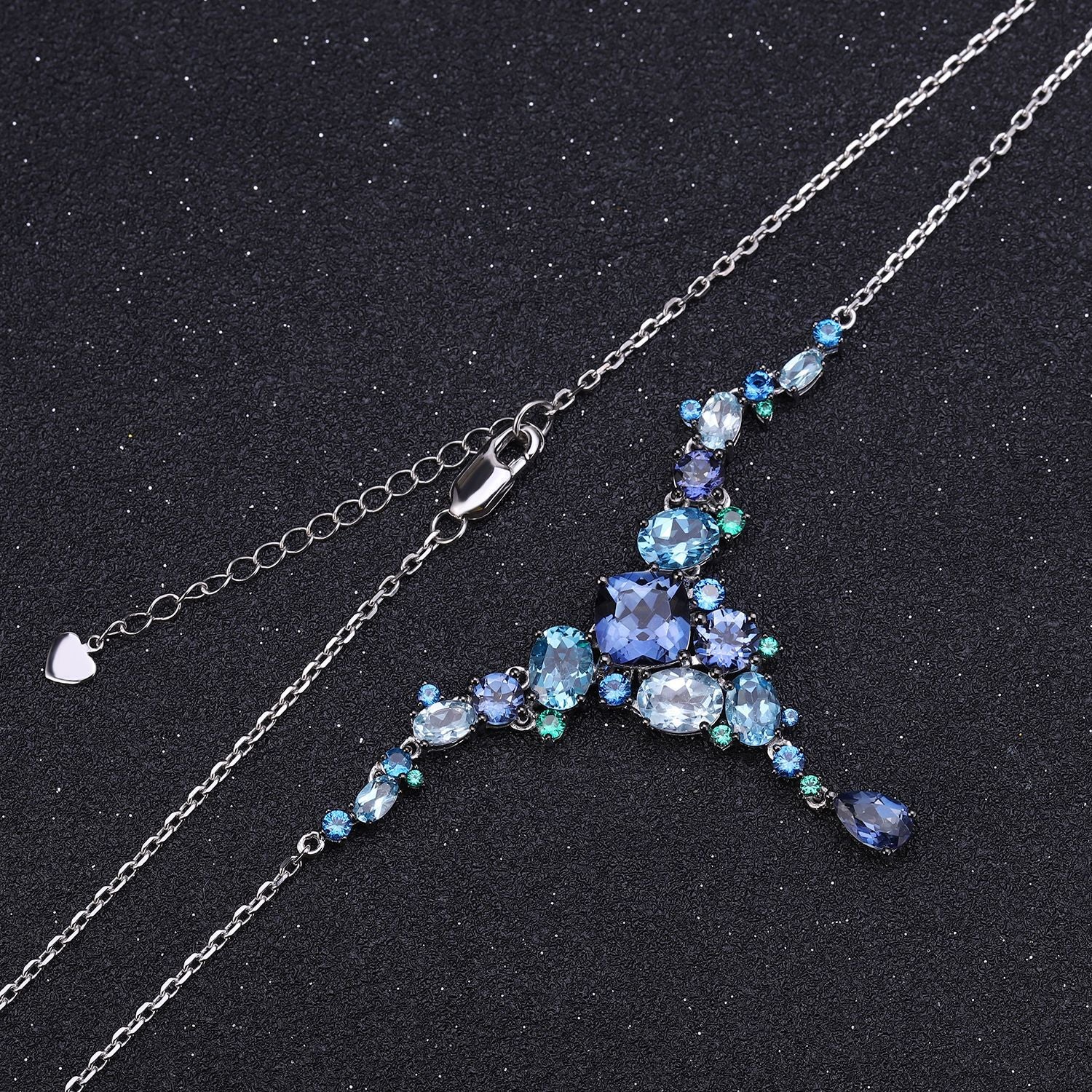 Sterling Silver Luxury Natural Gemstone Topaz Quartz Necklace