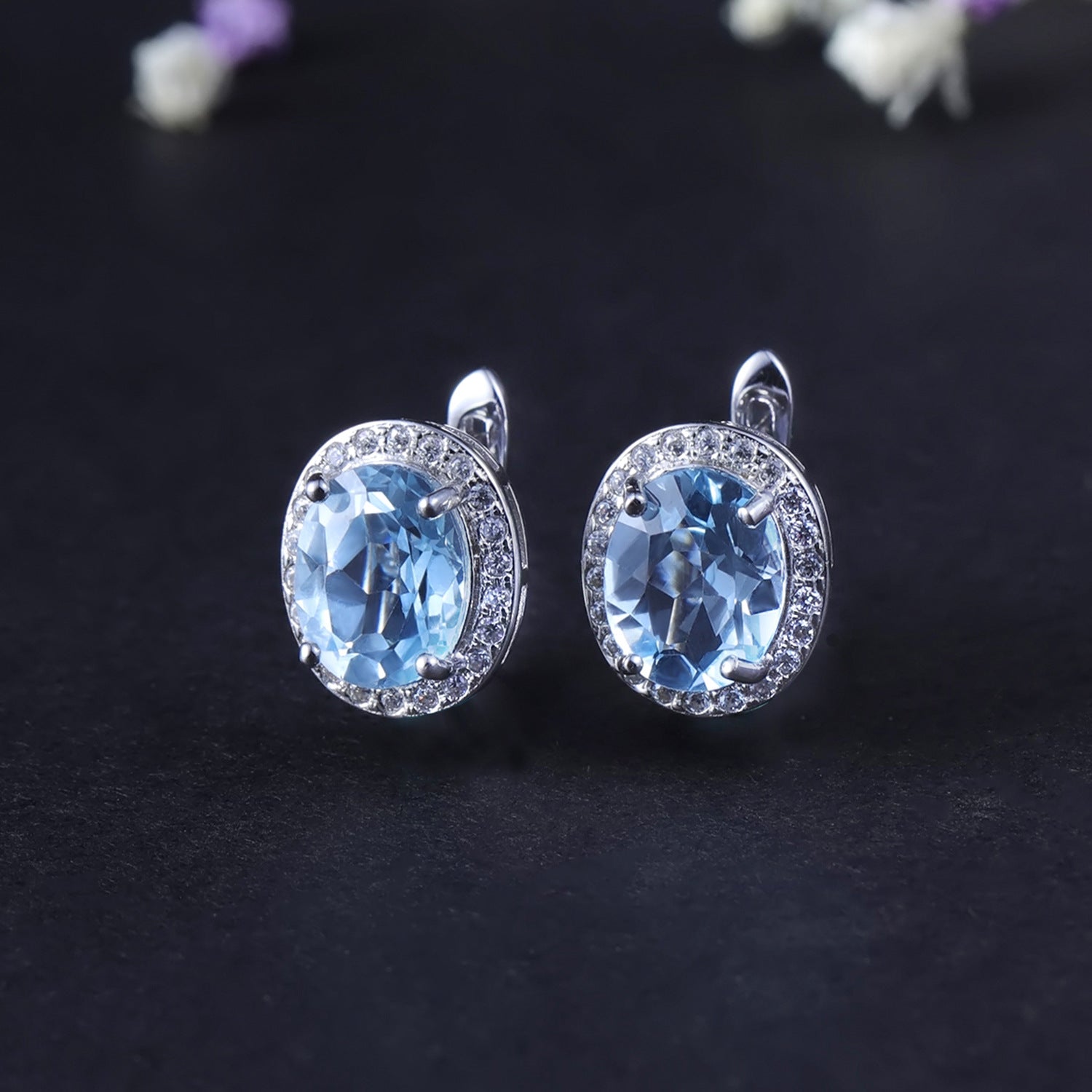 Sterling Silver Natrual Gemstone Topaz Earrings