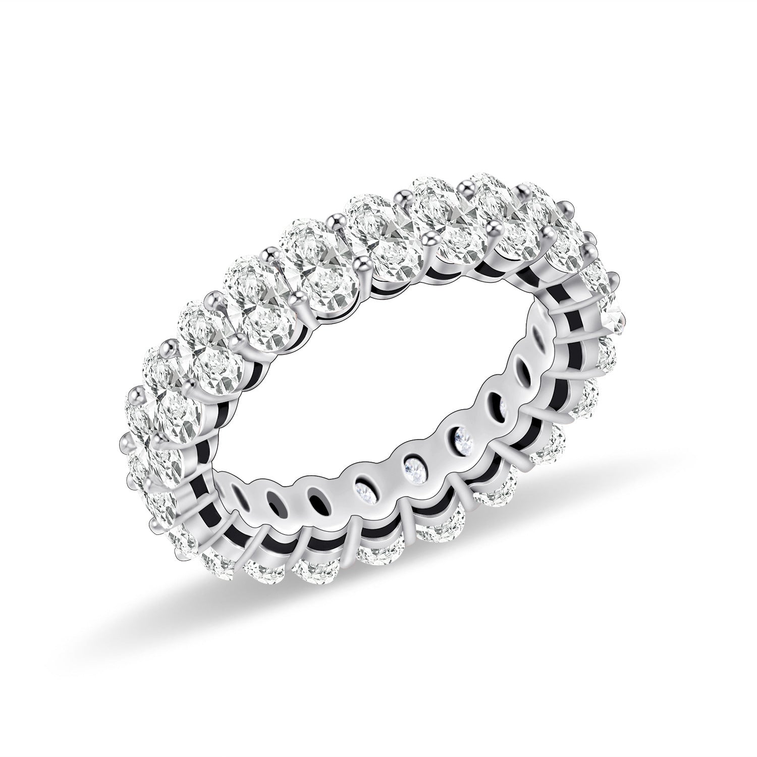 Sterling Silver White Oval Zirconia Ring Band