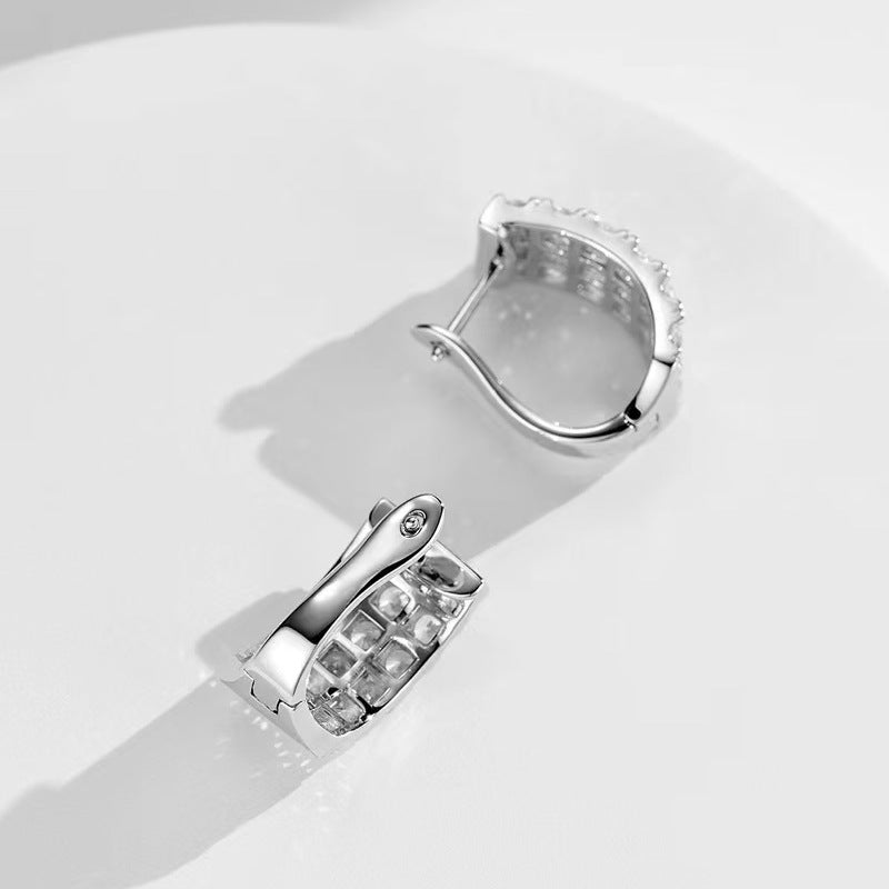 Sterling Silver Pave Hoop Earrings