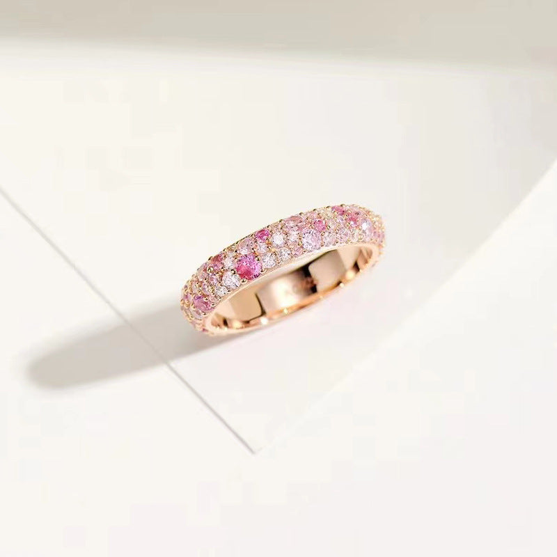 Sterling Silver Pink Gemstone Band Ring