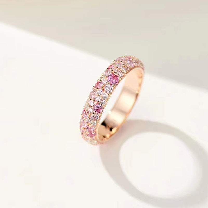 Sterling Silver Pink Gemstone Band Ring