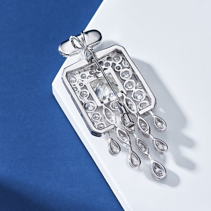 Sterling Silver Zirconia Perfume Bottle Convertible Necklace Brooch
