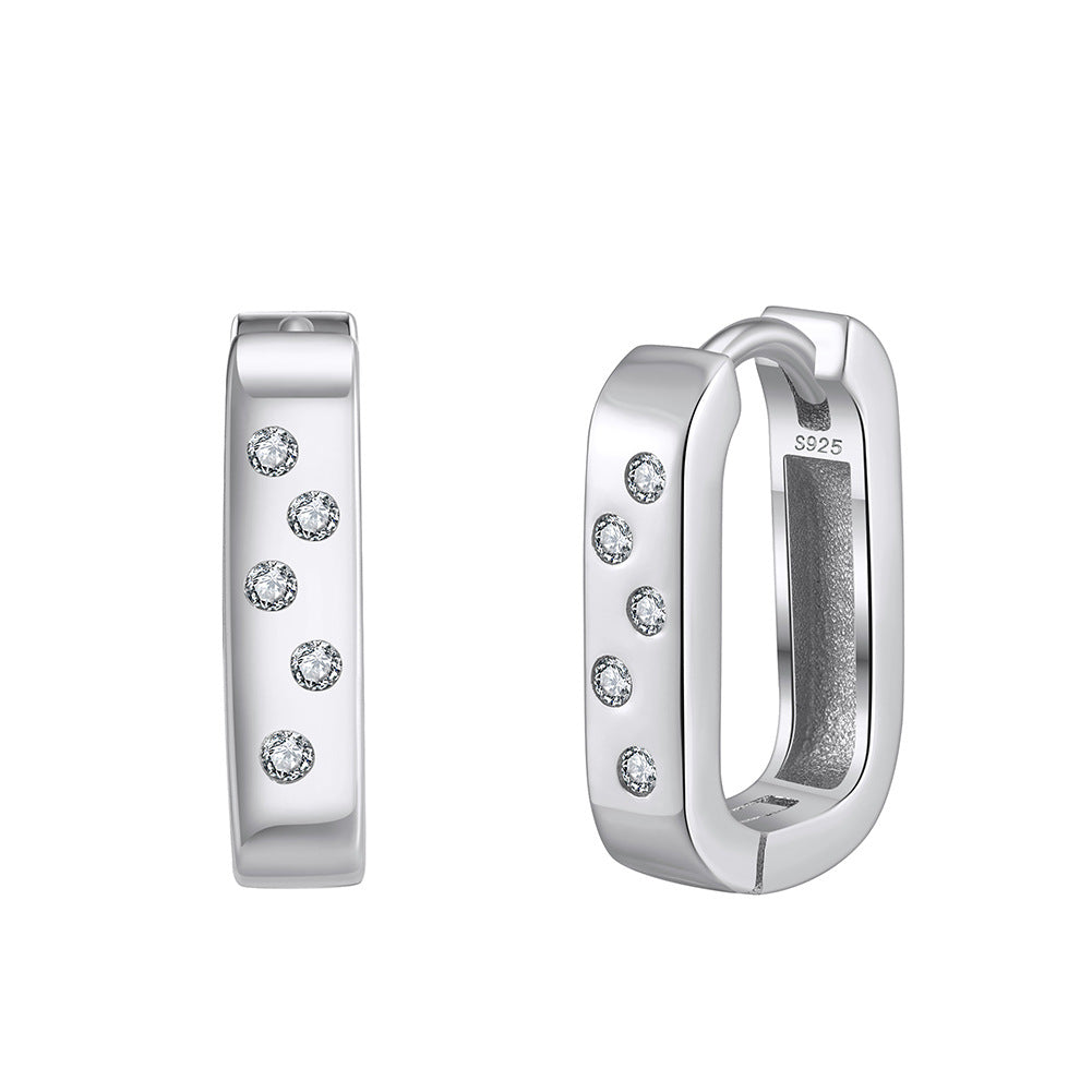 Sterling Silver Rectangle Huggie Earrings