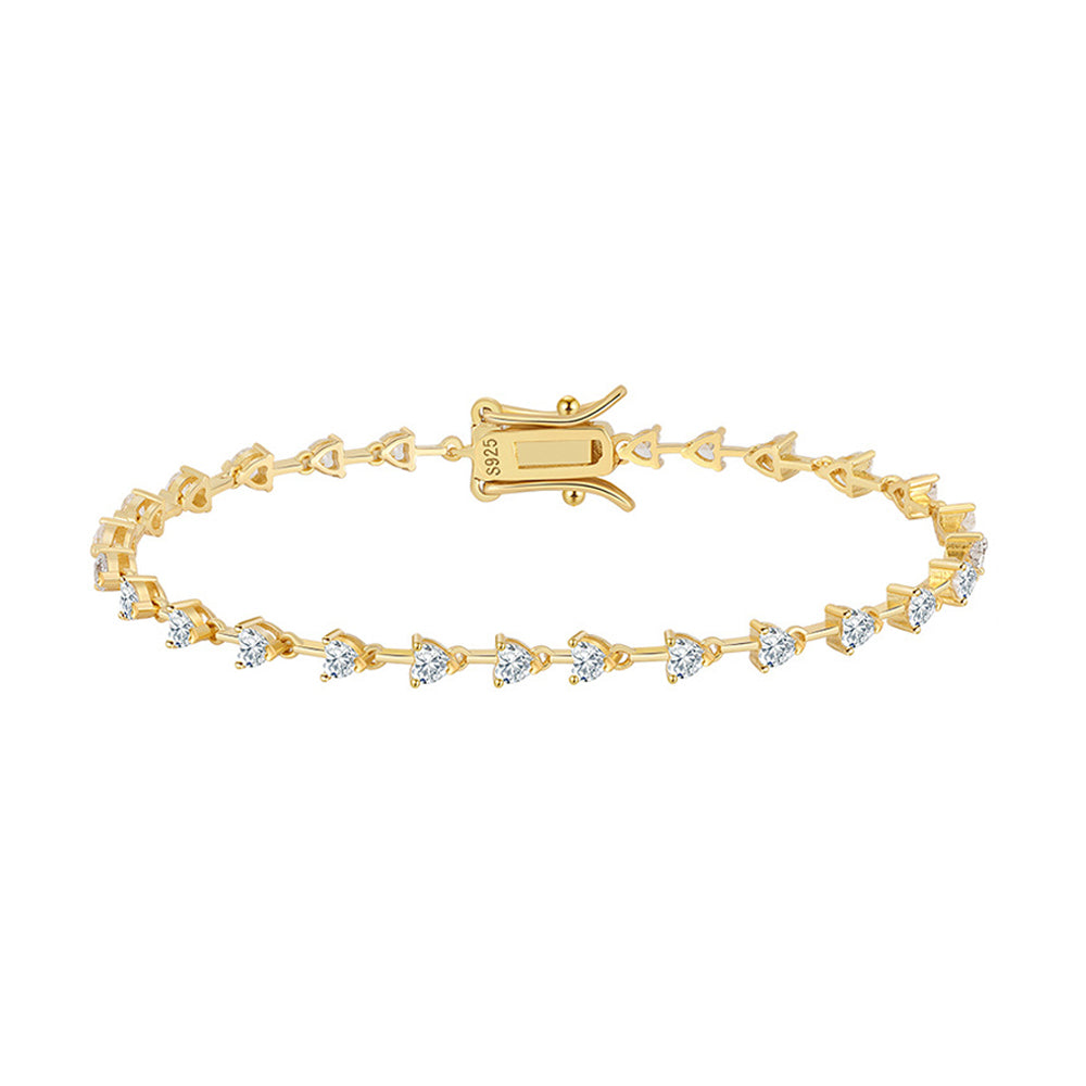 Sterling Silver Small Heart Tennis Bracelet