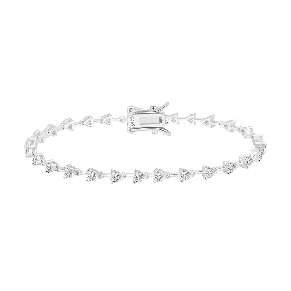 Sterling Silver Small Heart Tennis Bracelet