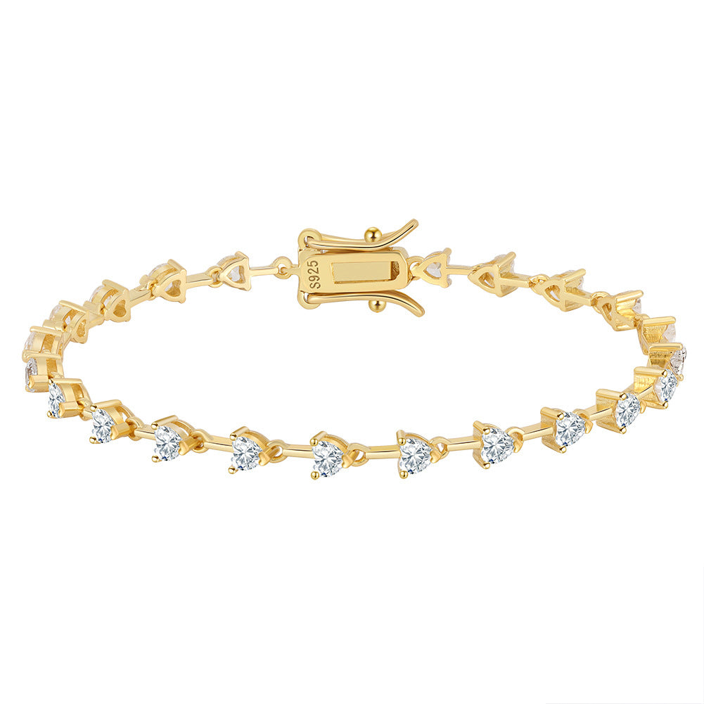 Sterling Silver Small Heart Tennis Bracelet