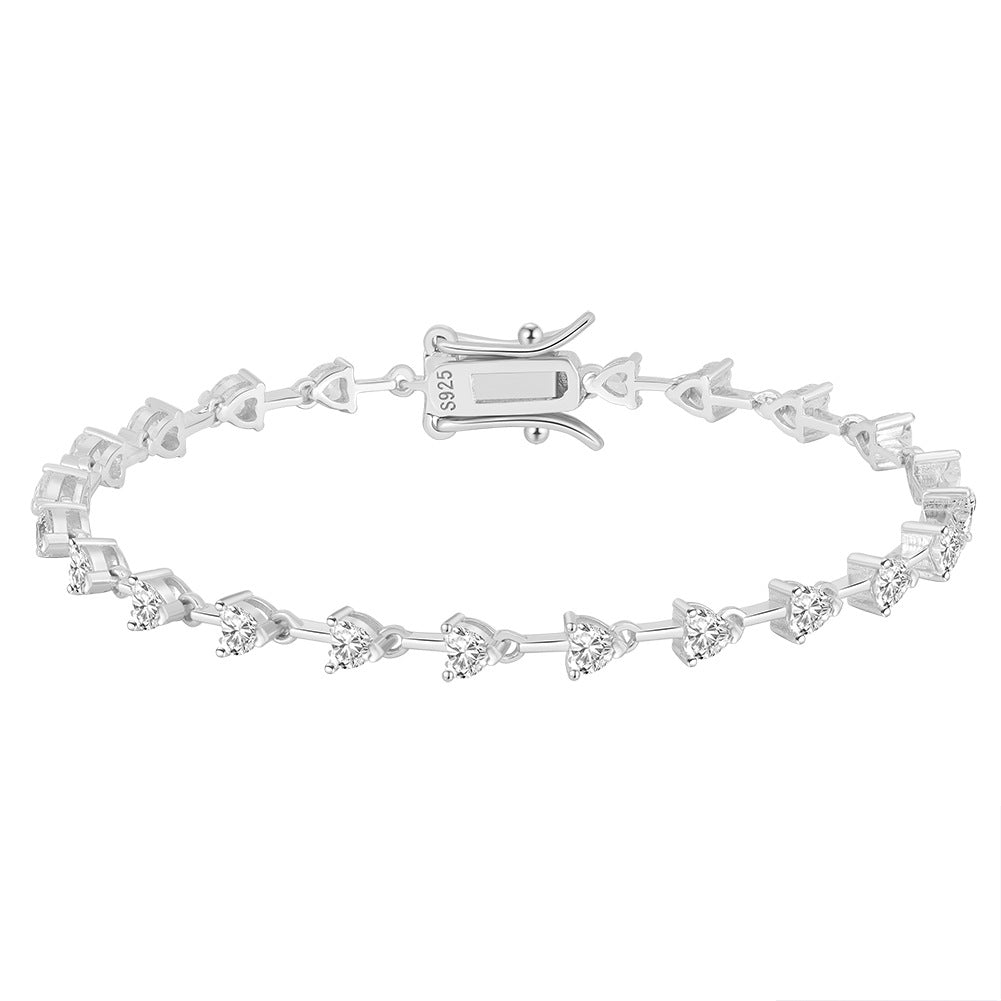 Sterling Silver Small Heart Tennis Bracelet