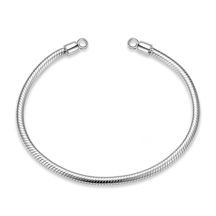 A sterling silver no clasp snake chain bracelet, DIY charms bracelets.