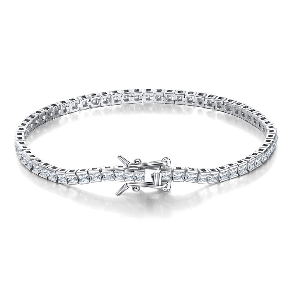 Sterling Silver Square Zirconia Tennis Bracelet