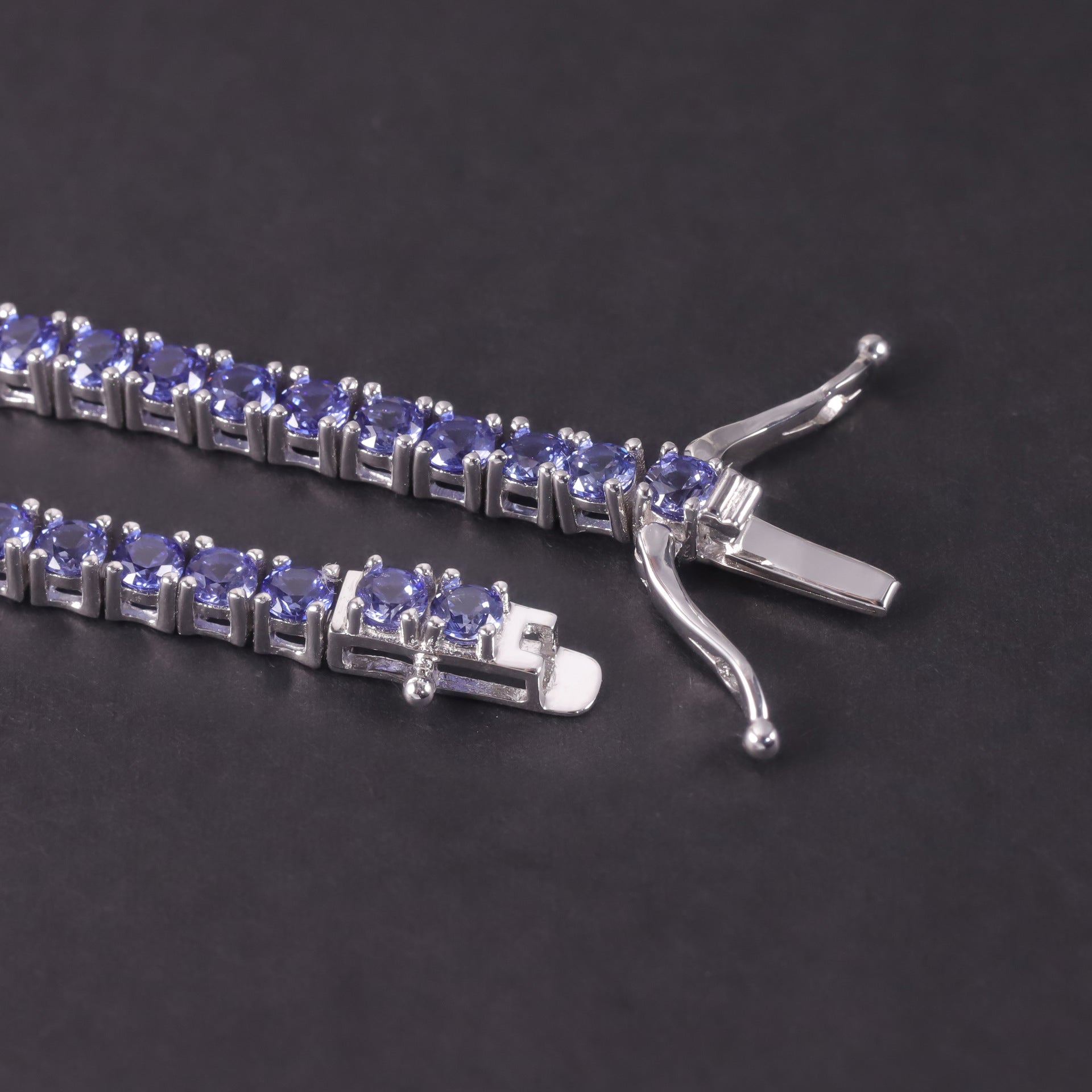 Sterling Silver Synthetic Sapphire Tennis Bracelet