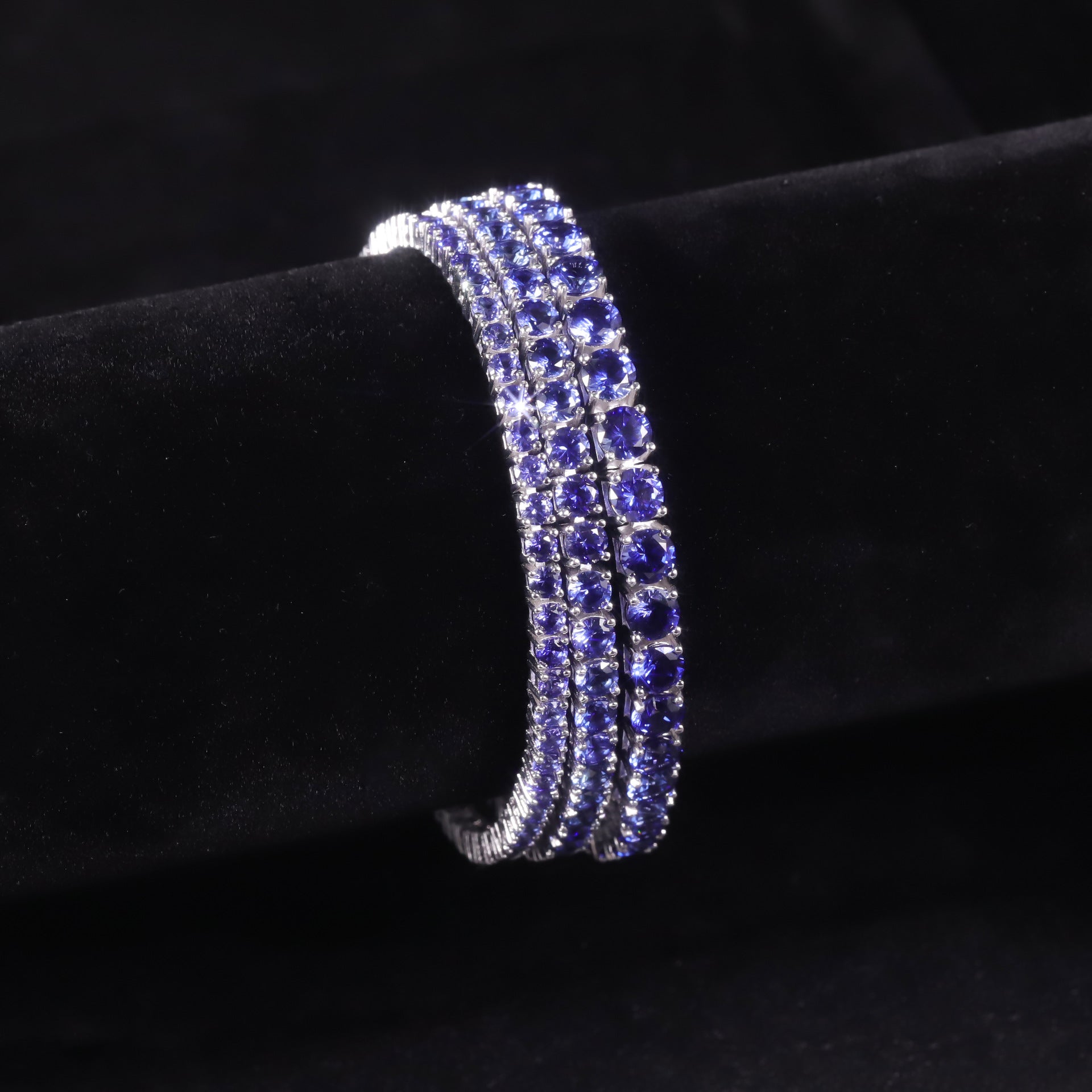 Sterling Silver Synthetic Sapphire Tennis Bracelet