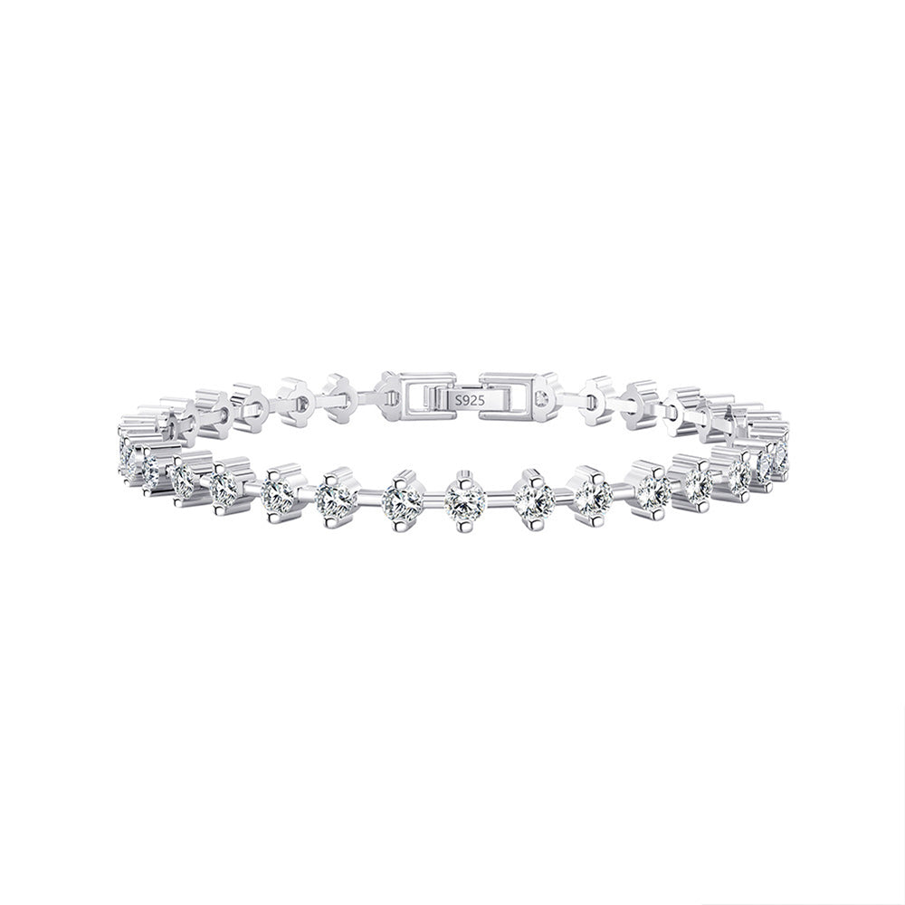 Sterling Silver Two-Prong Setting Tennis Bracelet