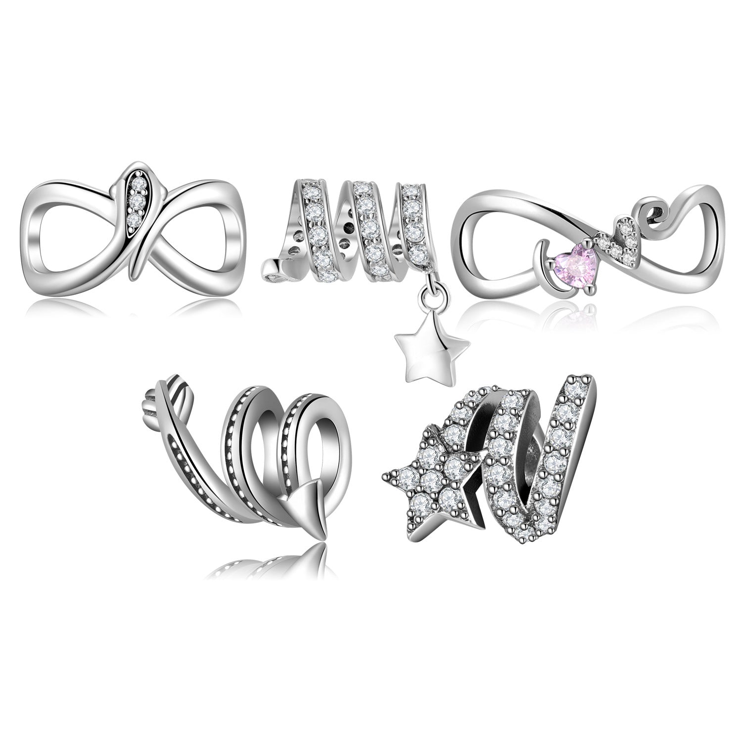 Sterling Silver Circular And Twist Charms