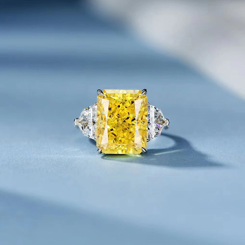 Sterling Silver Yellow Gemstone Ring