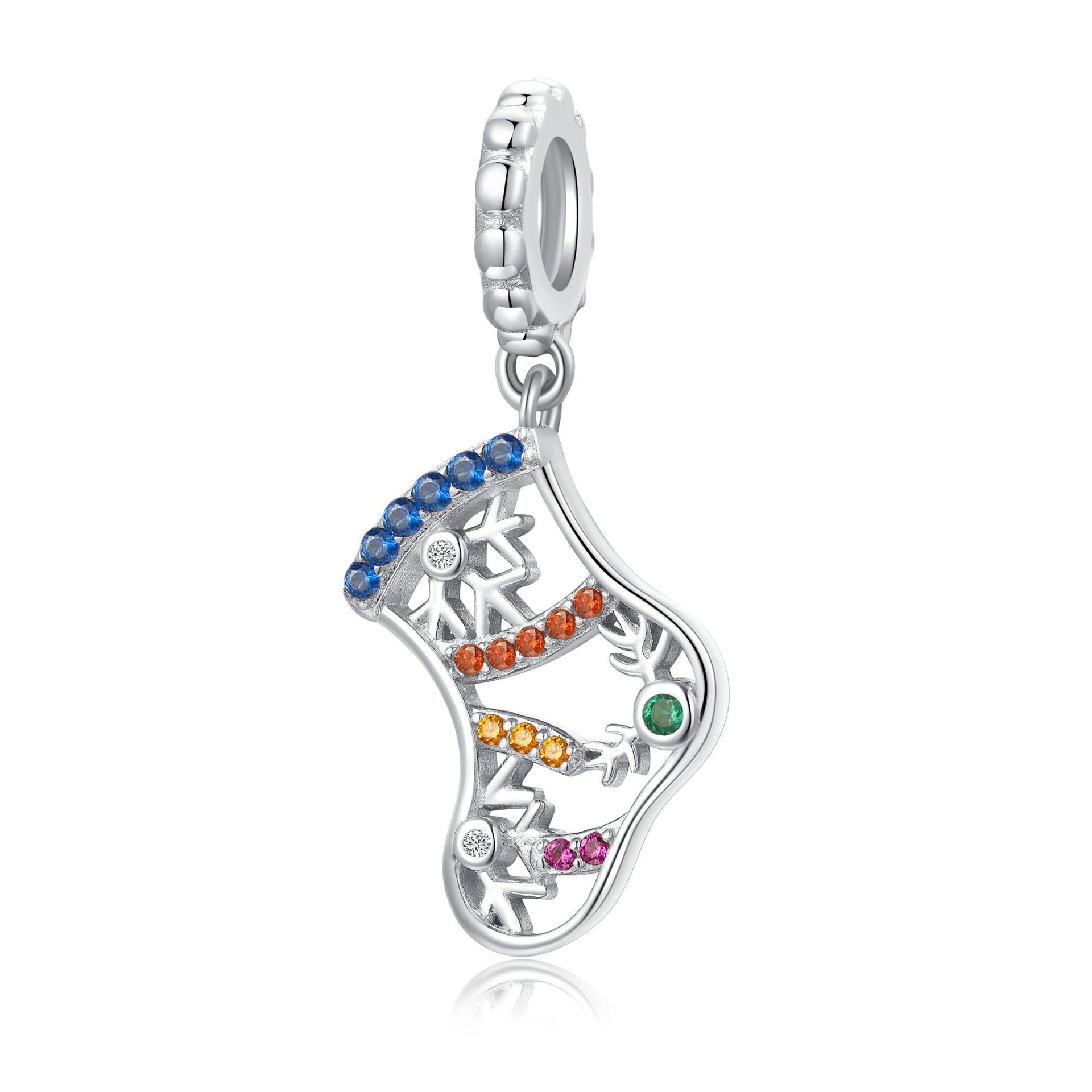 Sterling Silver Christmas Colorful Gemstone Charms