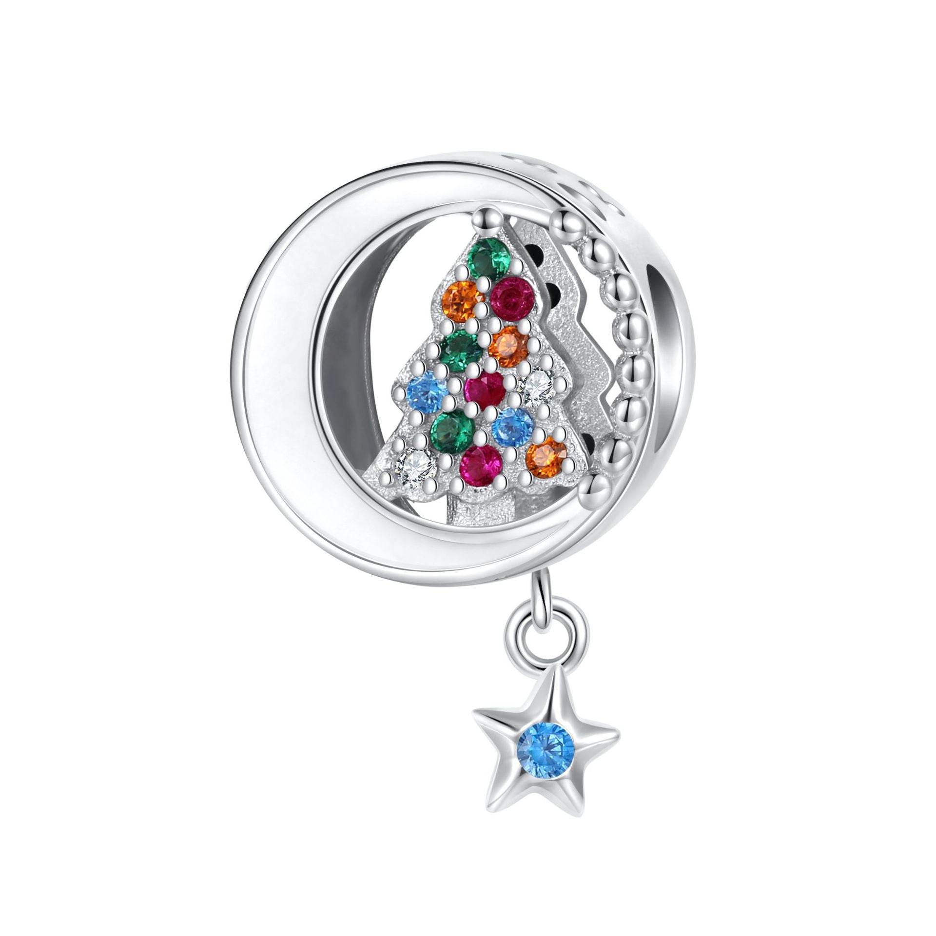 Sterling Silver Christmas Colorful Gemstone Charms