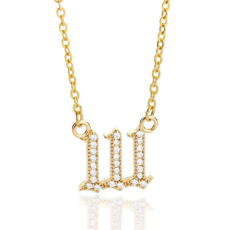 White Zirconia Angle Number Necklace