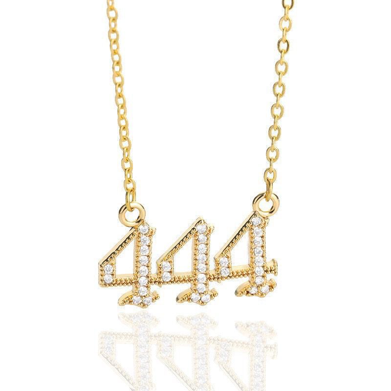 White Zirconia Angle Number Necklace