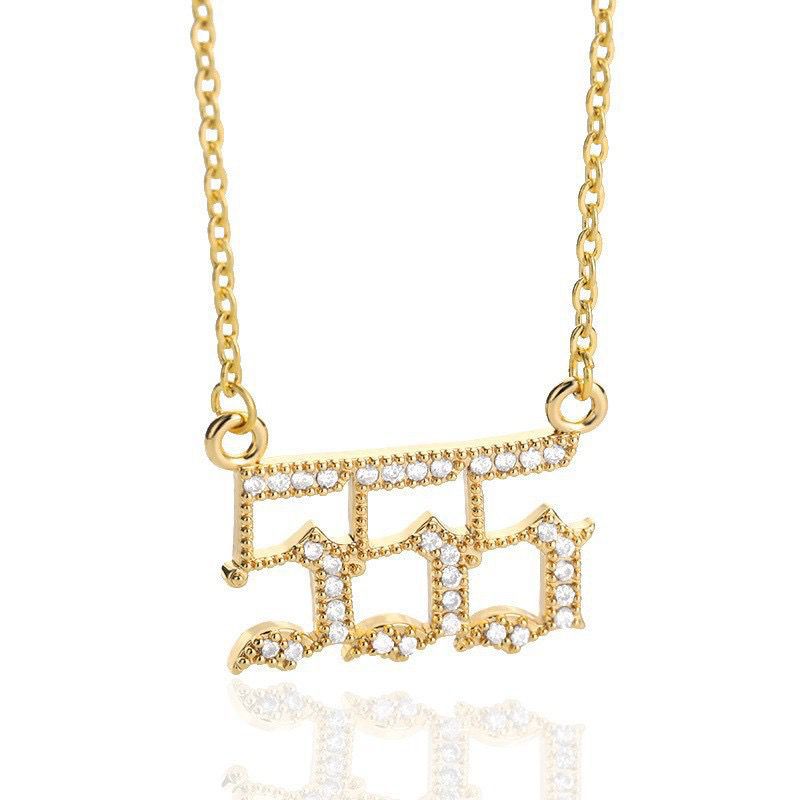 White Zirconia Angle Number Necklace