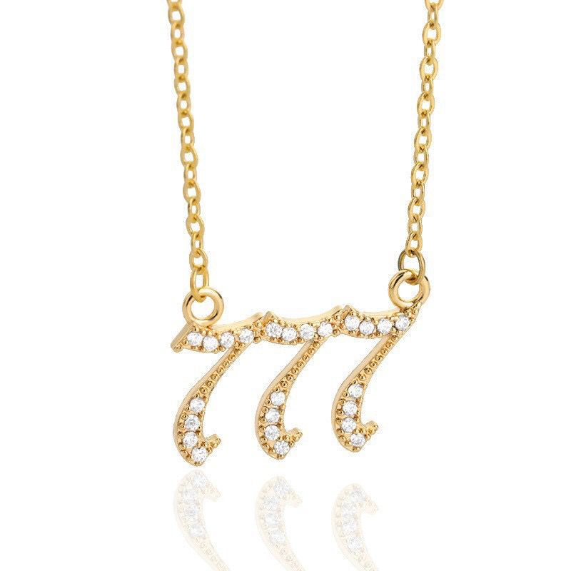 White Zirconia Angle Number Necklace