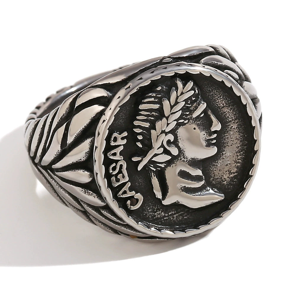 Vintage Hip-Hop Style Stainless Steel Signet Ring