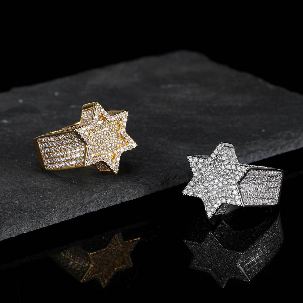 Gold Plated Diamond Iced. Stars Ring