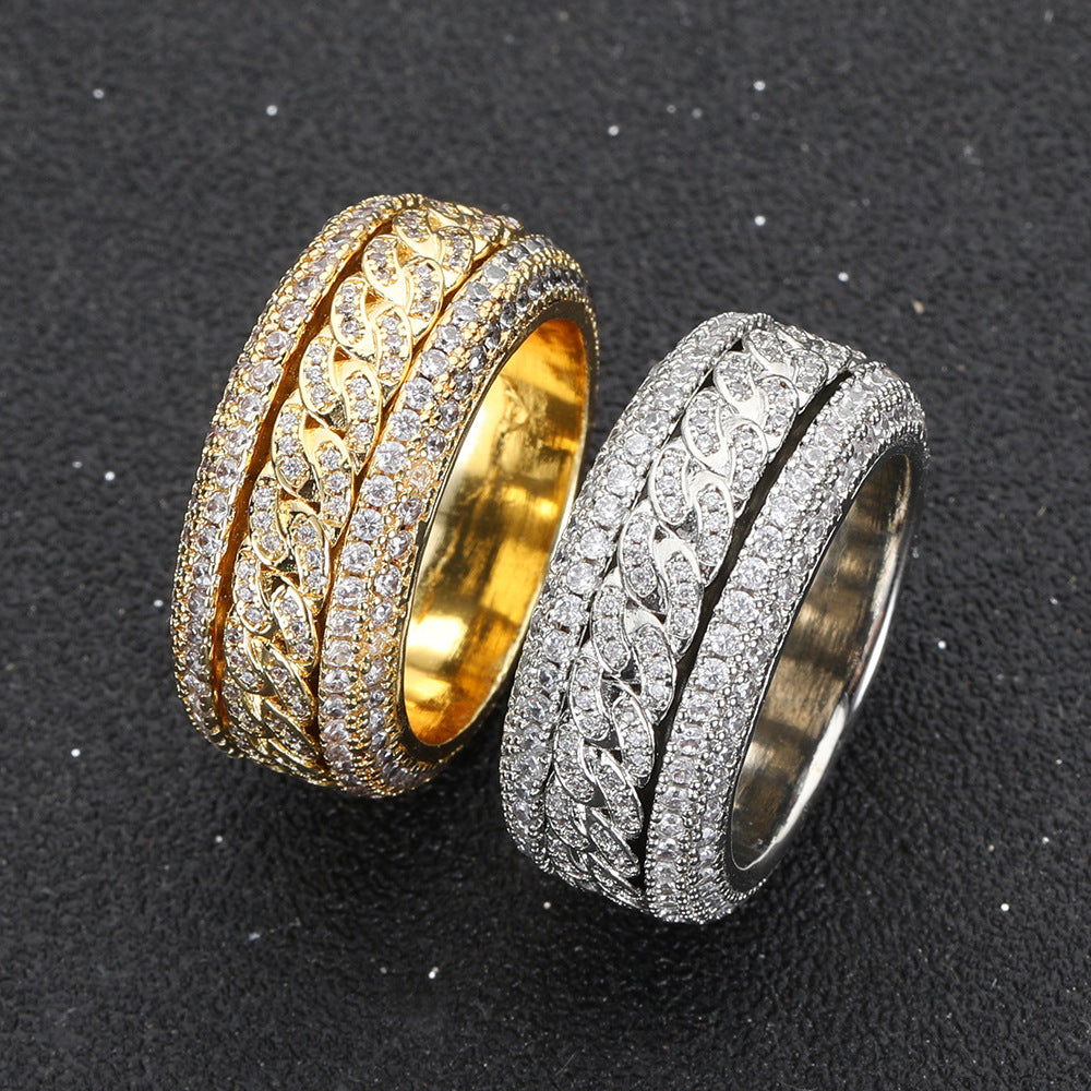 Gold Plated Spinning Diamond Iced Ring