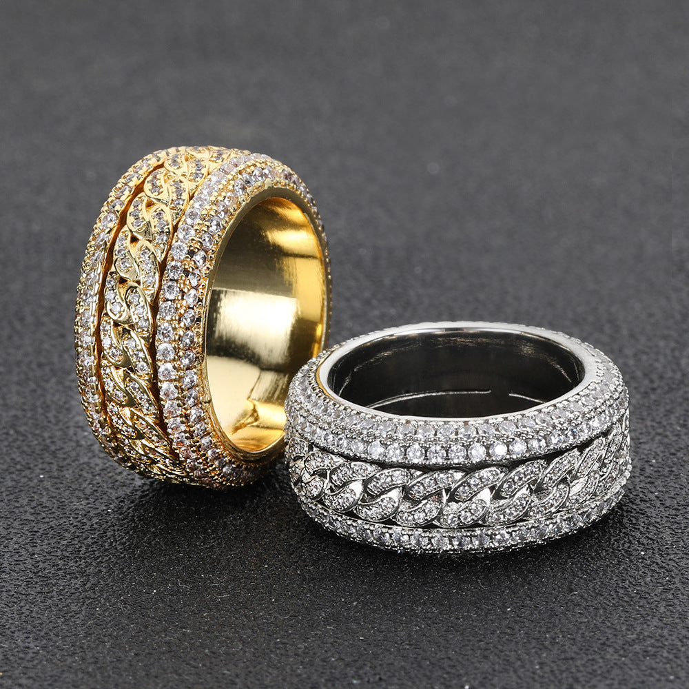 Gold Plated Spinning Diamond Iced Ring