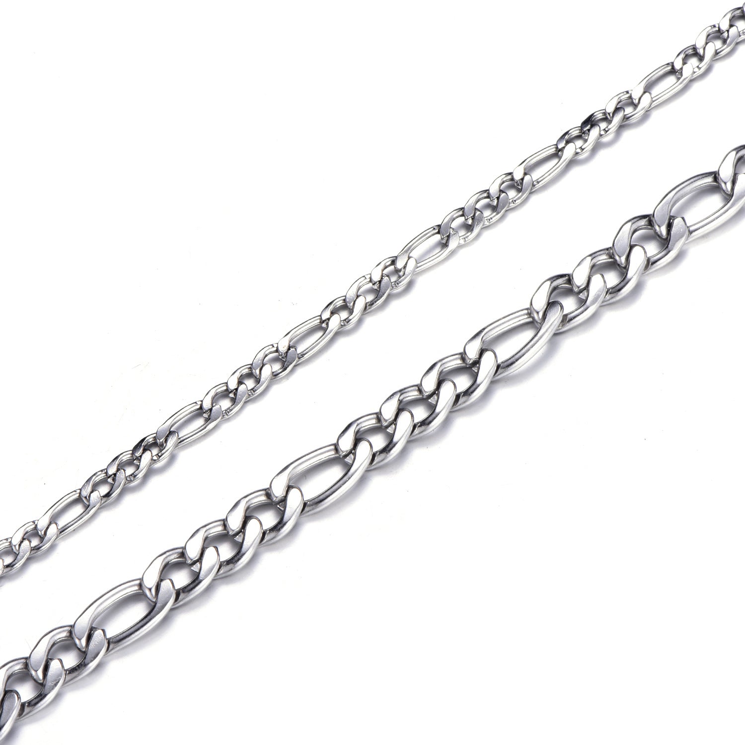 Stainless Steel Figaro Link Chain Necklace Silver 6mm