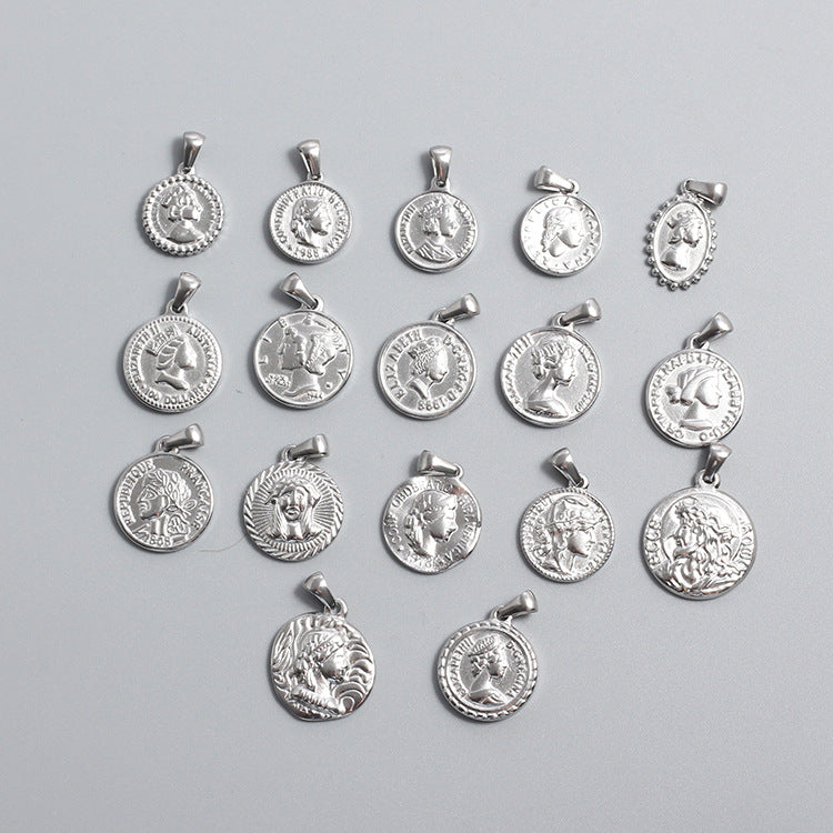 Titanium Stainless Steel Charm Sovereign Religions Coin Silver