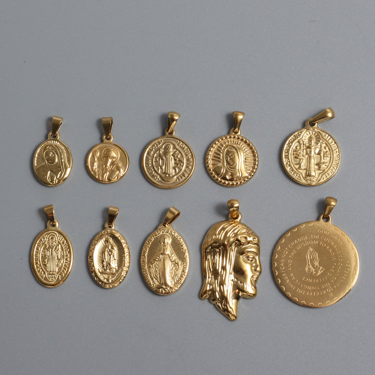 Stainless Steel Virgin Mary Charm Gold